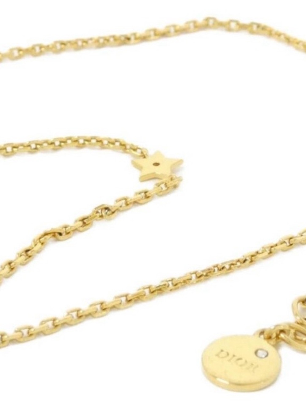 Dior Gold-Tone Letter Pendant Necklace with Crystal 'O' and Star Accent - Picture 2 of 5